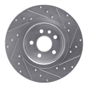Land Rover Range Rover Evoque Brake Rotor (1) - Rear Left - R1 Concepts - Drilled & Slotted - Silver - `16-`19